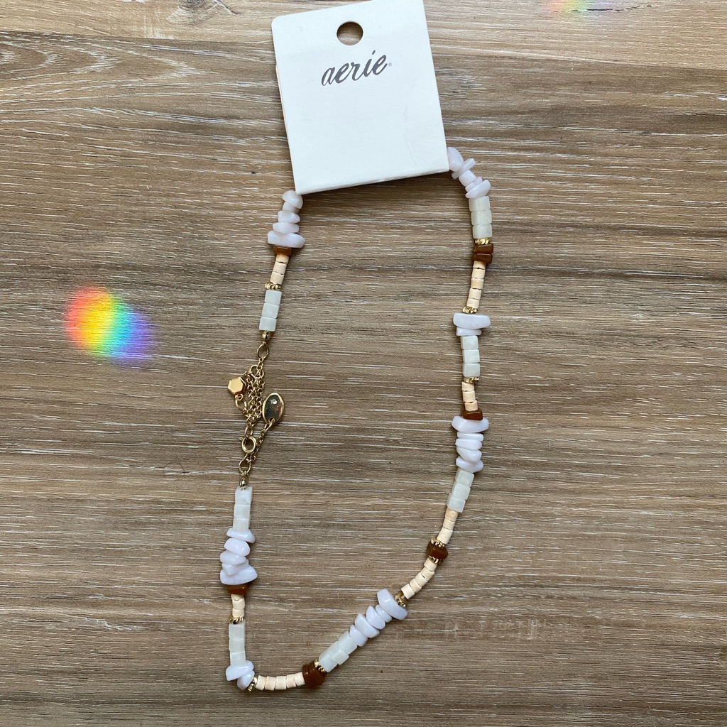 Nwt Aerie Beaded Necklace With Gold Accents